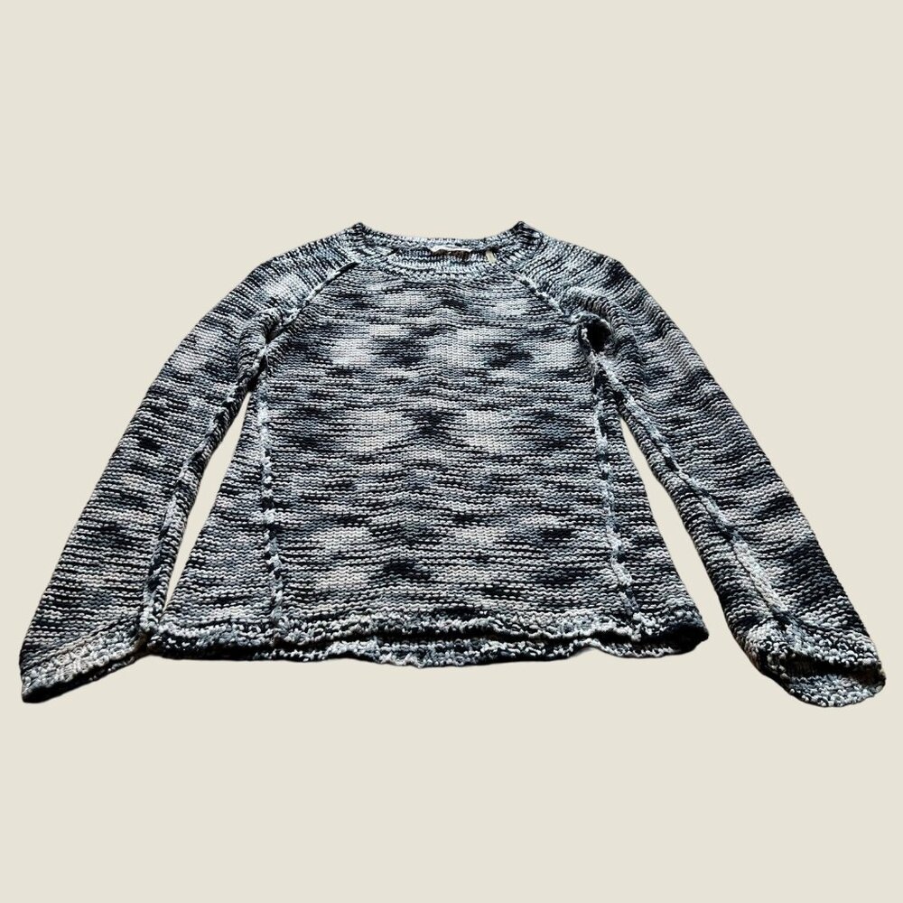 Rebecca Taylor Size XS Black, White, Gray Long Sleeve Space Dyed Sweater